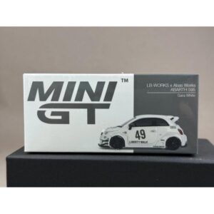 mini gt 1/64 lb works x abas works abarth 595 gara white | premium diecast model car