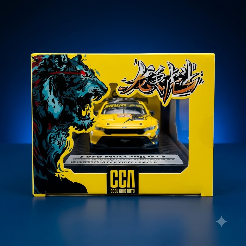 cca ford mustang gt3 bruce lee edition 1:24 scale alloy diecast model car imported Bruce Lee Edition Ford Mustang GT3 Black Yellow Collectible