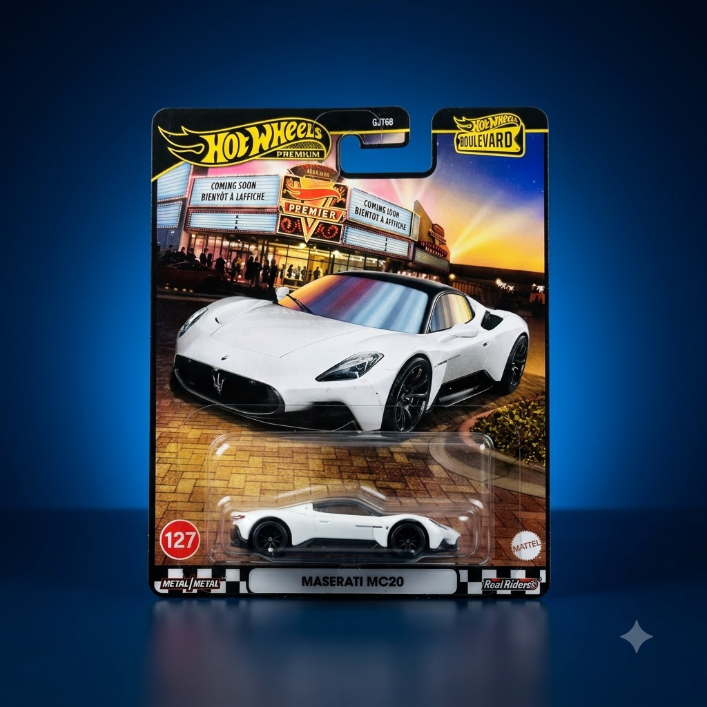 hot wheels boulevard maserati mc20 premium 1:64 scale diecast car – imported Maserati MC20 Hot Wheels Premium Real Riders