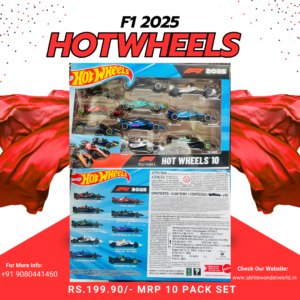 Home Hot Wheels F1 2025 Formula 1 10-Pack diecast cars set front and back packaging JMM24