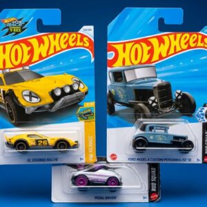 Home Hot Wheels Ford Treasure Combo 3-car pack featuring '31 Ford Model A Custom, El Segundo Rallye, and Pedal Driver in original blister packaging