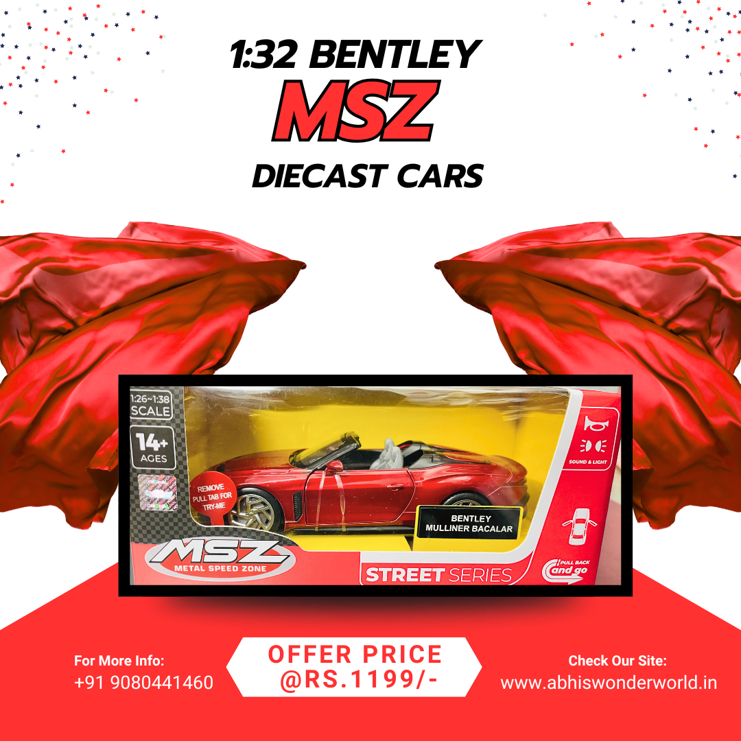 msz 1:32 bentley mulliner bacalar diecast model car with light & sound MSZ Metal Speed Zone 1:32 Bentley Mulliner Bacalar red diecast car with light and sound in window box