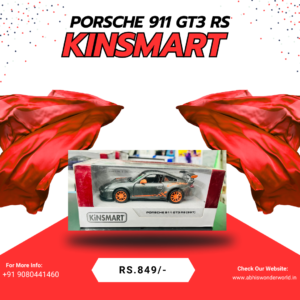 Kinsmart Porsche 911 GT3 RS Grey die-cast scale model car in display box