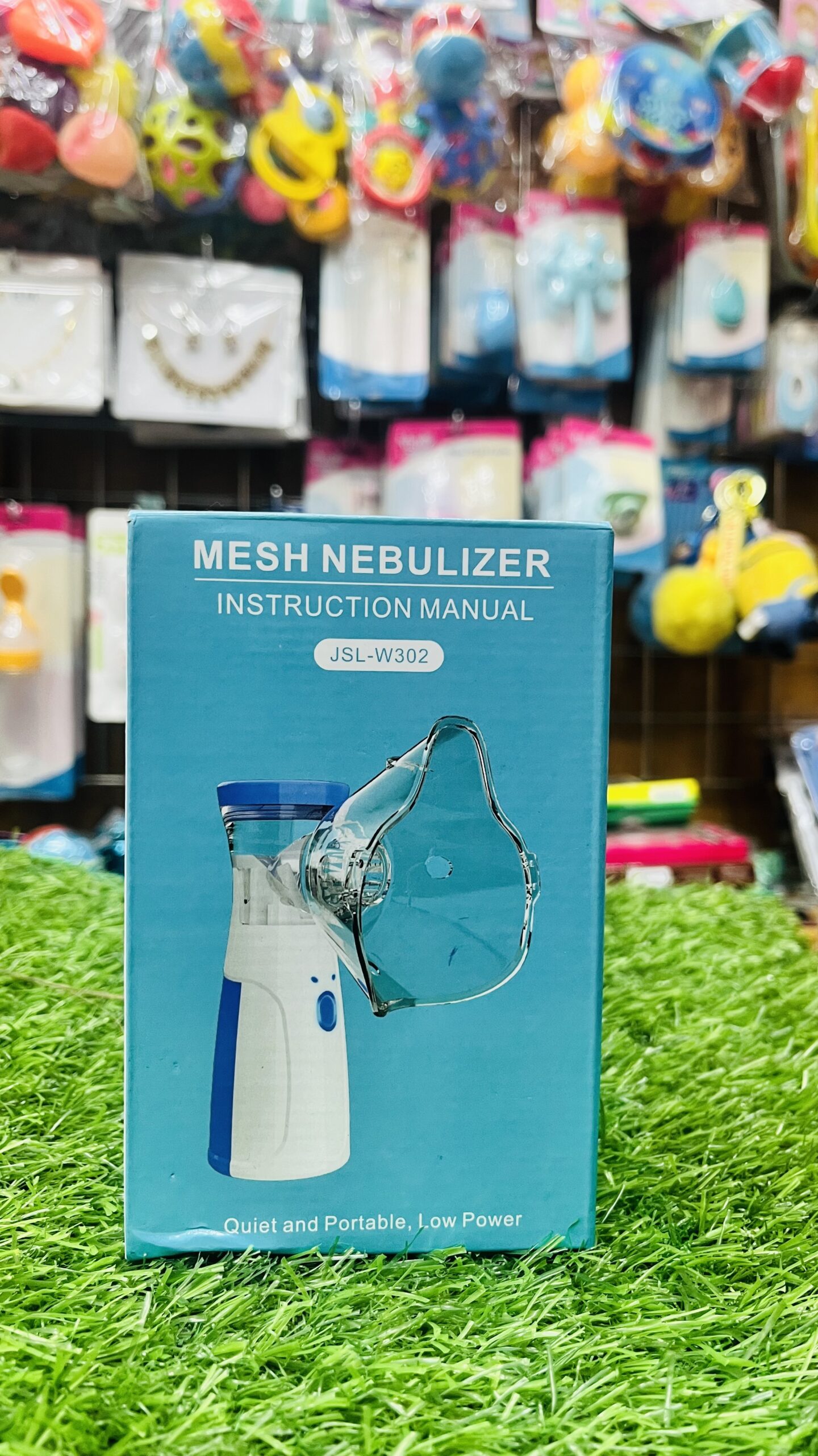 portable handheld mesh nebulizer machine jsl w302 for kids and adults Front view of portable rechargeable baby milk bottle warmer box showing digital temperature display and feeding bottle